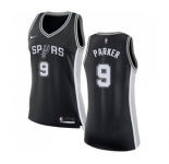 Women's Nike San Antonio Spurs #9 Tony Parker Swingman Black Road NBA Jersey - Icon Edition