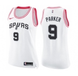 Women's Nike San Antonio Spurs #9 Tony Parker Swingman White Pink Fashion NBA Jersey