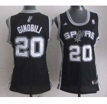 women nba san antonio spurs #20 ginobili black[revolution 30 swingman]