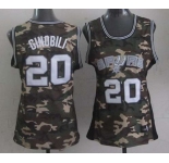 women nba san antonio spurs #20 ginobili camo