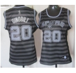 women nba san antonio spurs #20 ginobili grey[black strip]
