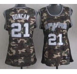women nba san antonio spurs #21 tim duncan camo