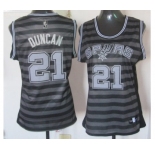 women nba san antonio spurs #21 tim duncan grey[black strip]