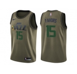 Men Nike Utah Jazz #15 Derrick Favors Green Salute to Service NBA Swingman Jersey