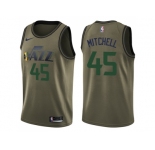 Men Nike Utah Jazz #45 Donovan Mitchell Green Salute to Service NBA Swingman Jersey