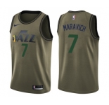 Men's Nike Utah Jazz #7 Pete Maravich Swingman Green Salute to Service NBA Jersey