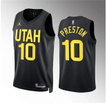 Men's Utah Jazz #10 Jason Preston Black Statement Edition Stitched Basketball Jersey