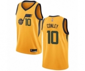 Men's Utah Jazz #10 Mike Conley Swingman Gold Basketball Jersey Statement Edition
