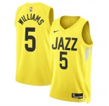 Men's Utah Jazz #5 Cody Williams Yellow 2024 Draft Association Edition Stitched Basketball Jersey