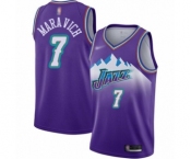 Men's Utah Jazz #7 Pete Maravich Authentic Purple Hardwood Classics Basketball Jersey