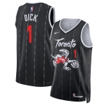 Men's Toronto Raptors #1 Gradey Dick Black 2025-26 City Edition Stitched Basketball Jersey
