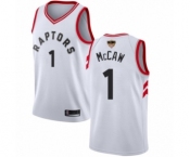 Men's Toronto Raptors #1 Patrick McCaw Authentic White 2019 Basketball Finals Bound Jersey - Association Edition