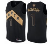 Men's Toronto Raptors #1 Tracy Mcgrady Authentic Black 2019 Basketball Finals Bound Jersey - City Edition