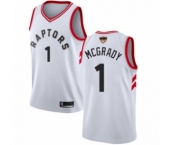 Men's Toronto Raptors #1 Tracy Mcgrady Authentic White 2019 Basketball Finals Bound Jersey - Association Edition