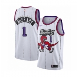 Men's Toronto Raptors #1 Tracy Mcgrady Authentic White Hardwood Classics Basketball Jersey