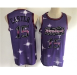 Men's Toronto Raptors #15 Vince Carter Authentic Purple Starry Sky Edition Basketball Jersey