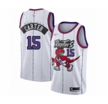 Men's Toronto Raptors #15 Vince Carter Authentic White Hardwood Classics Basketball Jersey