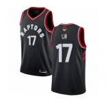 Men's Toronto Raptors #17 Jeremy Lin Authentic Black 2019 Basketball Finals Bound Jersey Statement Edition