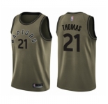 Men's Toronto Raptors #21 Matt Thomas Swingman Green Salute to Service Basketball Jersey