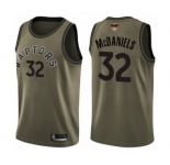 Men's Toronto Raptors #32 KJ McDaniels Swingman Green Salute to Service 2019 Basketball Finals Bound Jersey