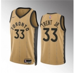 Men's Toronto Raptors #33 Gary Trent Jr. Gold 2023-24 City Edition Stitched Basketball Jersey
