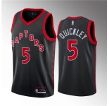 Men's Toronto Raptors #5 Immanuel Quickley Black Statement Edition Stitched Basketball Jersey