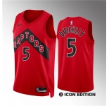 Men's Toronto Raptors #5 Immanuel Quickley Red 2023-24 City Edition Stitched Basketball Jersey
