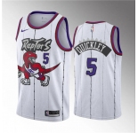 Men's Toronto Raptors #5 Immanuel Quickley White Classic Edition Stitched Basketball Jersey