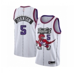 Men's Toronto Raptors #5 Stanley Johnson Authentic White Hardwood Classics Basketball Jersey