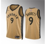 Men's Toronto Raptors #9 RJ Barrett Gold 2023-24 City Edition Stitched Basketball Jersey