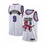 Men's Toronto Raptors #9 Serge Ibaka Authentic White Hardwood Classics Basketball Jersey
