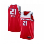Men's Sacramento Kings #21 Vlade Divac Swingman Red Basketball Jersey 2019-20 City Edition