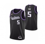 Men's Sacramento Kings #5 De'Aaron Fox 2021-2022 Black City Edition 75th Anniversary Stitched Basketball Jersey