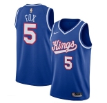 Men's Sacramento Kings #5 De'Aaron Fox Blue 2019-20 Hardwood Classics Swingman Stitched Basketball Jersey