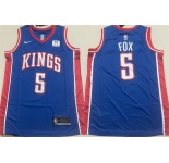 Men's Sacramento Kings #5 De'Aaron Fox Blue Stitched Jersey