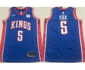Men's Sacramento Kings #5 De'Aaron Fox Blue Stitched Jersey