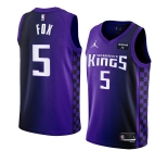 Men's Sacramento Kings #5 De’Aaron Fox Purple 2023-24 Statement Edition Swingman Stitched Jersey
