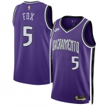 Men's Sacramento Kings #5 De'Aaron Fox Purple 2024-25 Classic Edition Swingman Stitched Basketball Jersey
