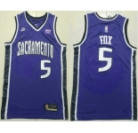 Men's Sacramento Kings #5 DeAaron Fox Purple 2024 City Edition Swingman Sponsor Stitched Jersey