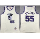 Men's Sacramento Kings #55 Jason Williams White Throwback Stitched Jersey