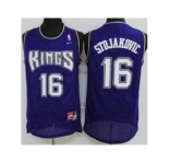 Sacramento Kings #16 Peja Stojakovic Purple Throwback Stitched NBA Jersey