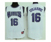 Sacramento Kings #16 Peja Stojakovic White Throwback Stitched NBA Jersey