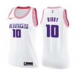 Women's Nike Sacramento Kings #10 Mike Bibby Swingman White Pink Fashion NBA Jersey