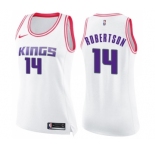 Women's Nike Sacramento Kings #14 Oscar Robertson Swingman White Pink Fashion NBA Jersey