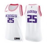 Women's Nike Sacramento Kings #25 Justin Jackson Swingman White Pink Fashion NBA Jersey