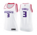 Women's Nike Sacramento Kings #3 Yogi Ferrell Swingman White Pink Fashion NBA Jersey