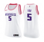 Women's Nike Sacramento Kings #5 De'Aaron Fox Swingman White Pink Fashion NBA Jersey