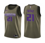 Youth Nike Sacramento Kings #21 Vlade Divac Swingman Green Salute to Service NBA Jersey