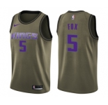 Youth Nike Sacramento Kings #5 De'Aaron Fox Swingman Green Salute to Service NBA Jersey