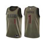 Men Nike Portland Trail Blazers #1 Evan Turner Green Salute to Service NBA Swingman Jersey
